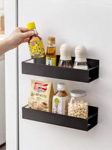 1 pieza Estante magnético lateral para refrigerador - Diseño de adsorción magnética lateral potente, no se requiere perforación para la instalación, no dañará el refrigerador; se puede fijar firmemente usando una varilla fluorescente. - Multicolor - Ver 3