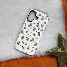 Funda 2 en 1 Mate Esmerilada de Animales de Dibujos Animados SamsungPlayful - Sensación Suave + Bordes Elevados| para iPhone 11/12/13/14/15/16/17/Plus/Pro/Pro Max| Regalo perfecto de protección de pantalla, accesorio diario para teléfono, funda de teléfono de animal de dibujos animados, diseño retro, regalo para propietarios de teléfonos, accesorio casual para usuarios - Blanco - Ver 7