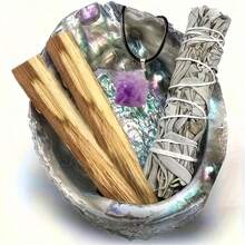 White Sage Smudge Stick Gift Set, Sage Stick And Palo Santo Cleansing Stick Set With Natural Amethyst Pendant, Home Fragrance, Smudging Ritual, Holiday Gift - Multicolor - View 12