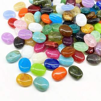 10颗/包 15x19毫米 亚克力椭圆形珠子，用于制作手链、项链、耳环等珠宝首饰，DIY配件