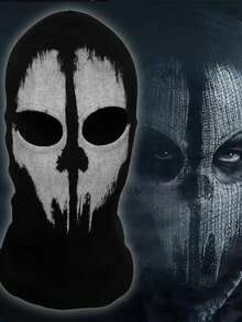 1pc Motorcycle Face Mask, Ghost Skull Mask, Riding Protective Balaclava, Full Face Game Cosplay, Halloween Gift, Bicycle Mask - Black - View 5