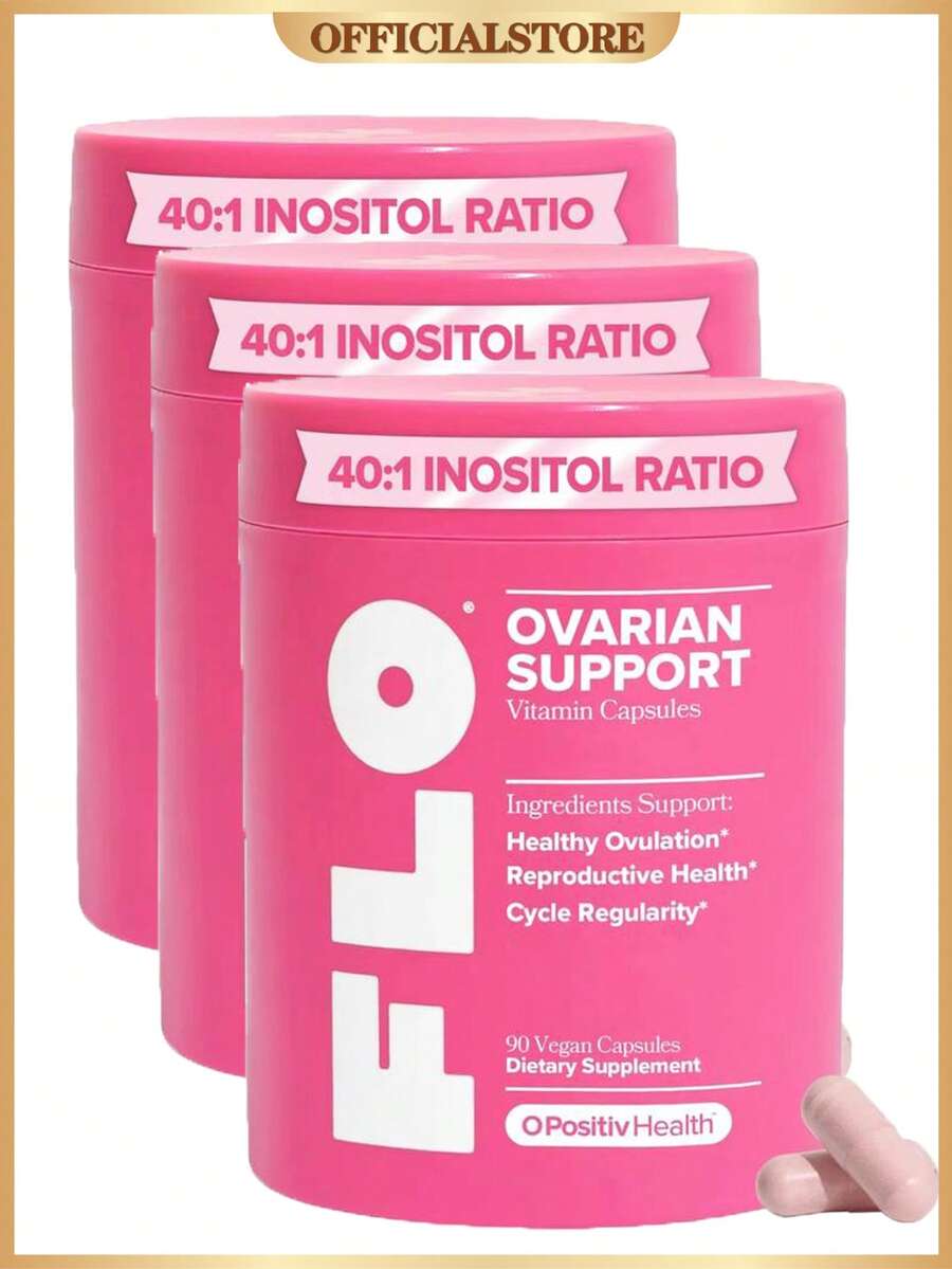 Hormone Balance & Cycle Support Vitamins By FLO: Supplement For Women With Myo-Inositol & D-Chiro-Inositol (40:1 Ratio), DIM, And Folic Acid - 3 Bottles - 查看 1