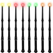 KingVows Light Up Magic Wizard Wand With 4 Color Lights & Sound - Set Of 8 Illuminating Witch Sorcerer Toys For Kids Cosplay Party, GoldenEssential Festive Atmosphere For Christmas - 黑色 - 查看 8