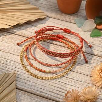 1PC Leisure Simple, Red Woven Bracelet, Adjustablecolorfulwoven Bracelet, Lucky Bracelet, Stackable Bracelet, Couple Bracelet, Friend Gift, Birthday Gift, Friend Gift, Sisters Bracelet, Family Gift, Valentine's Day Gift, Christmas Gift, Anniversary Gift