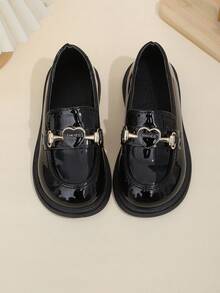 A Pair Of Girls' Little Leather Shoes 2026 Spring And Autumn New Children's Shoes, Little Girls' Princess Shoes, Driving Loafer, Shoes, Baby Shoes, And Suitable For All Seasons - Black - View 2