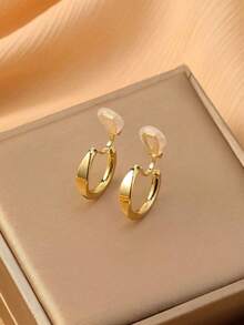 1 para modnych płaskich okrągłych miedzianych kolczyków dla kobiet, kolczyki na klipsy, eleganckie i wyszczuplające, odpowiednie do noszenia na co dzień, prezent świąteczny