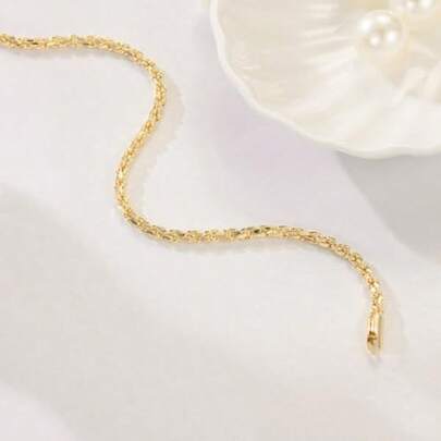 Pulsera de Cadena de Ropa Densa de Oro 14k para Mujeres y Hombres Joyería de Regalo Tamaños 6.5/7/7.5/8/9 Pulgadas