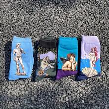 4双装男士袜子星空、卡通、绘画、创意设计中筒袜，秋季 - 彩色 - 查看 8