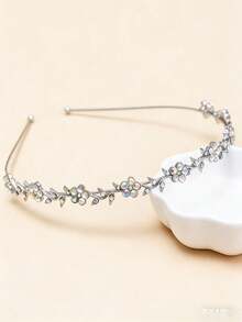 1pc Fashionable Floral Crystal Headband, Suitable For Important Occasions,Hairband,Hair Hoop Headbands Hair Accessories Head Accessories - Silver - View 7