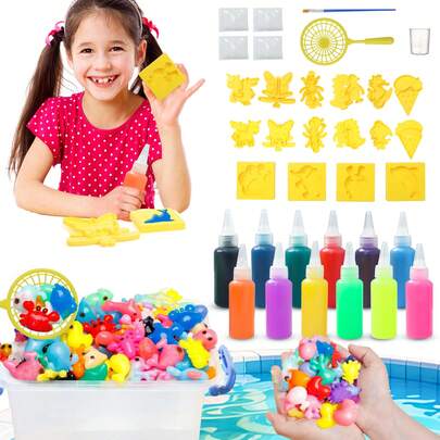 Magical Water Elf Toy Set - 12 Colors Of Magic Water & 16 Different Unique Shaped Molds For Boys & Girls Aged 3+, Perfect For Party, Christmas, Halloween, And Birthday Gifts, Educational Fun Craft Kit Toys, Handmade DIY Toy Includes Storage Box