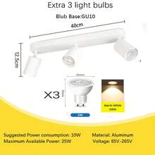 CANMEIJIA Luz empotrada de techo de 3 focos GU10, de color negro, de material de aluminio, con/sin bombillas, adecuada para tienda/estudio/dormitorio/sala de estar/cafetería/sala de exposiciones/galería/museo/pasillo/porche, elija el tamaño según sea necesario - Foco de techo portalámparas GU10 - Ver 22