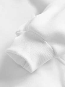 Women's Letter & Wing Print Drop Shoulder Casual Sweatshirt Sweatshirt - White - View 3