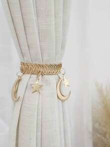 1个复古简约星月金属弹簧窗帘夹/绑带，适用于客厅、卧室、书房、家居窗帘装饰、斋月、母亲节、乔迁之喜礼物及派对礼品 - 彩色 - 查看 9