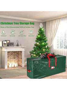 1个大型圣诞树收纳袋，可容纳高达9英尺的拆卸圣诞树，尺寸：高30英寸 x 宽15英寸 x 长65英寸，防水耐用，时尚双拉链设计，配有结实提手。适用于万圣节、圣诞节、生日、秋季装饰、婚礼礼盒/礼物、圣诞礼物等。