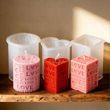Love Pillar Candle Mold Embossed LOVE Letters Cylinder & Cube Mold Sculpture Pillar Candle Mold-Wedding Candle Mold-Handmade Soap Mold-Valentine's Day Gift Mold - White - View 11
