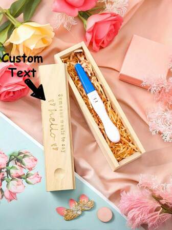 1pc Creative Pregnancy Test Display Box, Keepsake Wooden Case For Expectant Mothers, Jewelry Collection Box, Wood Pregnancy Test Souvenir, Baby Announcement Gift, Room Decor For Baby Shower