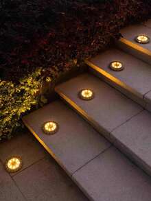 2pcs/4pcs Solar Powered LED Ground Lights - 8 LED White/Warm Light, Portable, Stainless Steel Housing, Solar Rechargeable, Ideal For Garden, Lawn, Driveway, Pathway, Deck, Solar Landscape Lighting - Multicolor - View 2