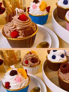 Cupcake Cream Scented Candles, Ice Cream Romantic Gift, Creative Cute Heart, Flower, Blueberry, Orange, Chocolate, Cookie, Cake Shaped, Fresh Fragrance, Romantic Atmosphere, Ideal Gift, Birthday Gift, Valentine's Day Gift, Home Decor - Multicolor - View 5