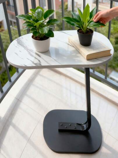 Mesa auxiliar para sofá cama, mesa auxiliar nordica en forma de U con tabloide, pequeña mesa auxiliar para todo uso, elegante y moderna