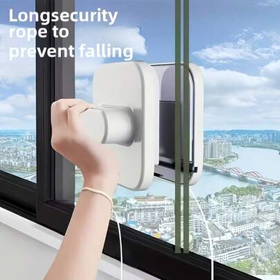 1 Powerful Magnetic Double-Sided Window Cleaner (Suitable For High-Rise Buildings) - Manual Window Cleaning Tool With Safety Lanyard, Suitable For 0.5-Inch Single-Pane Glass, Commercial And Residential Use - Effortlessly Cleans Both Inside And Outside Surfaces