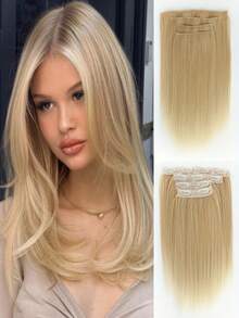 4-Piece Clip-On Hair Extensions, 14-Inch Straight Style Designed To Add Volume, Featuring BB Clips For Easy Wear Create Fuller Hairstyles And Enhance Hair Density - Multicolor - View 14