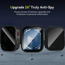 Ốp bảo vệ 2 trong 1 tích hợp miếng dán màn hình, tương thích với Apple Watch Series 4/5/6/7/8/9/10 SE/SE2/Ultra, 40/41/42/44/45/46mm, ốp bảo vệ toàn diện bằng nhựa PC cứng cáp với các cạnh phẳng. - Đen mờ - Riêng tư - Xem 4