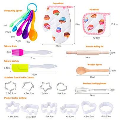 20 Piezas Mini Juego de Chef para Niños Delantal Infantil Cocina Cortador de Galletas para Regalo Fiesta