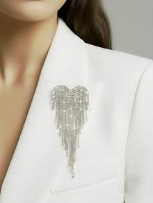 水钻吊坠项链心形胸针 - 创意爱情胸针，适合女士宴会服装配饰/朋友聚会徽章礼物 - 愛心掛鏈 - 查看 13