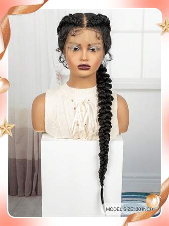 A ANYTIME 合成鱼尾辫假发蕾丝前假发玉米辫假发带婴儿发辫假发