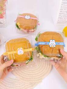 Transparent Mini Hamburger Box, Single Serving Sandwich Packaging Box With Lid, Suitable For Stall Selling - Transparent - View 2