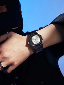 TOMI 高端简约商务男士腕表礼盒套装，哑光油塑表带条纹表盘石英表，时尚男士腕表套装，适合日常生活、节日送礼、父亲节、圣诞节等场合。 - 黑色 - 查看 7