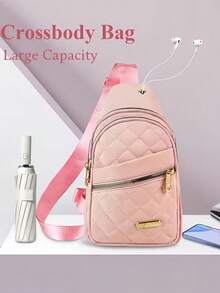 休闲胸包，带拉链，可调节斜挎包，纯色绗缝腰包，大容量单肩邮差包，轻便防水，男女皆宜，适合度假旅行、露营、徒步、骑行、健身房锻炼及日常使用，旅行必备配件