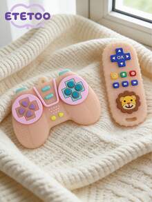 ETETOO 2pcs/Set, Silicone Cartoon Bear Game Controller Teether, Baby Soothing Teether, Lion Pattern Silicone Realistic TV Remote Control Educational Teether, Fun And Educational Game Controller Teether, Perfect Sensory Teether For 0-3-6-12 Months Infants - Multicolor - View 12