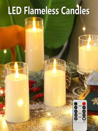 Battery Operated Candles Big Size Plastic Flickering LED Flameless Candles With/No Remote Control Outdoor Waterproof Wedding Party Halloween Christmas Decoration Realistic Slim Tall Pillar Candles