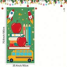 2D平面门牌，单件装，趣味校园主题，火箭、苹果和铅笔图案 - 鲜艳涤纶材质，适用于教室装饰、毕业典礼或返校庆祝活动，返校装饰 | 创意空间装饰，可爱学习用品 - 1PCS(一件) - 查看 4