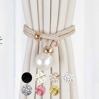 2个仿珍珠窗帘绑带