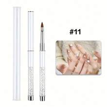 1-15PCS White And Black Metal Nail Art Brushes With Diamond Handle - Versatile Styles For Professional Salons And Home Use - White - View 14