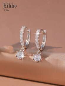 Hihho 2pcs Cubic Zirconia Water Drop Earrings - Silver - View 4