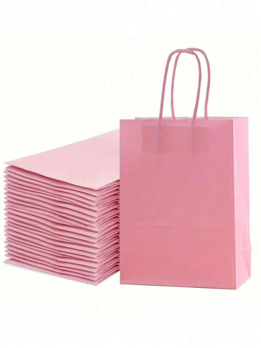 10个粉色礼品袋 - 适用于情人节、生日、婚礼及各种场合 | 可重复使用的购物外卖袋，带提手 (5.9英寸*8.2英寸) - 彩色 - 查看 1
