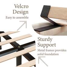 King Size Boucle Bed Frame,Upholstered Floor Platform Bed With Headboard,Soft Cloud Bed With Thickened Wide Bedside,Easy Assembly, Cream - BEIGE(L228 W223 H120) - View 4