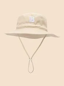 1 chiếc mũ tai bèo dễ thương cho bé - Mũ vành rộng chống nắng với các chữ cái thêu từ A-Z, dây đeo cằm có thể điều chỉnh, thích hợp cho bãi biển và các hoạt động ngoài trời hàng ngày. - Màu be - Chữ vá - Xem 43