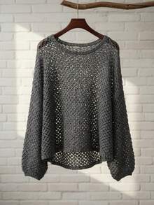 夏日假期镂空宽松针织套头衫