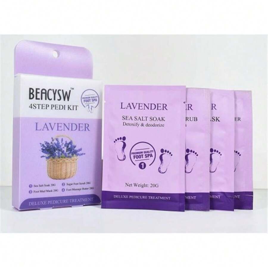 Set de baño de pies de 4 pasos con exfoliante para el cuidado de los pies - LAVANDA - Ver 1