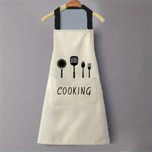 1pc Waterproof And Oil-Proof Apron With Pockets - Hand Wipeable Apron For Women And Men - 27.5in X 26.8in - Stay Clean And Protected While Cooking,The Hook Is Used For The Apron, And You Can Choose Whether You Need The Hook Or Not According To Your Needs - Multicolor - View 3