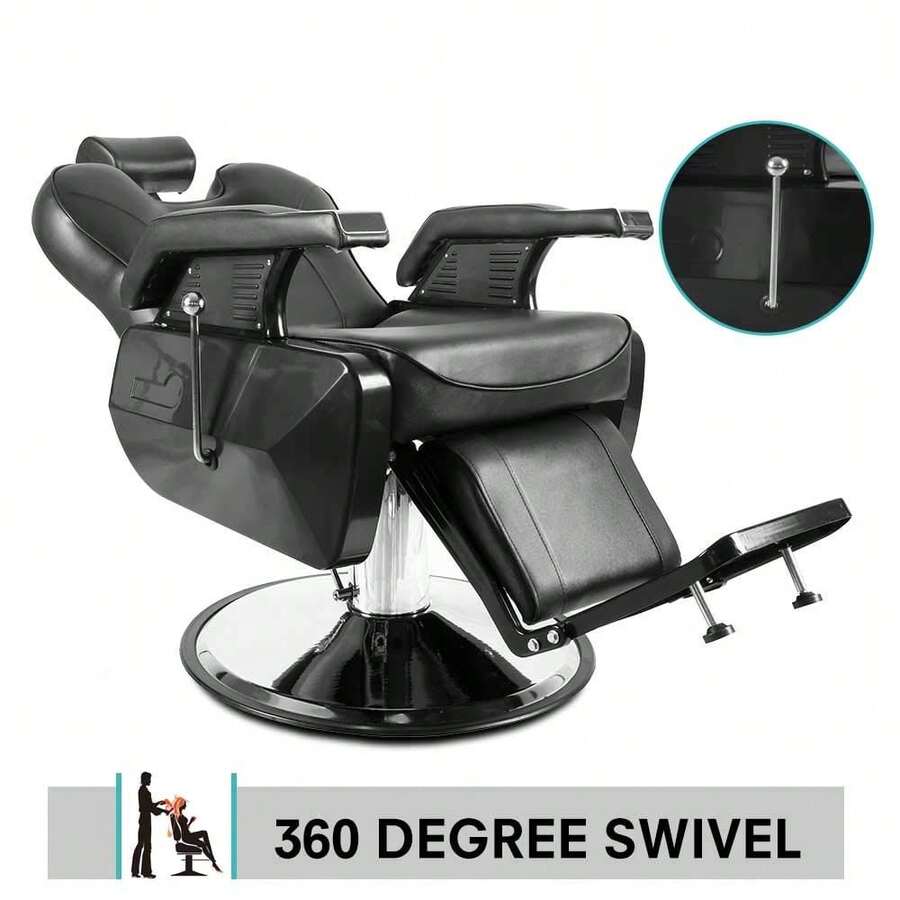 Black Barber Chair Salon Chair, Barber Chair, Comfortable Lounge Chair, Heavy Duty Reclining Hydraulic Professional For Salon/Barbershop/Hair Stylist - Black - View 1