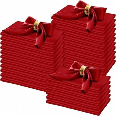 100 Pack Satin Napkins 17 X 17 Square Dinner Napkins With Elegant Lace Soft Cloth Napkins For Parties Weddings Events Red