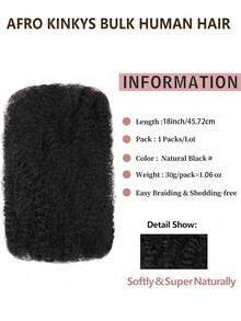 Afro Kinkys 散装真人发片，适用于脏辫接发，1 包，散装发片，黑色，巴西原生发，女士适用 - Black - 查看 8