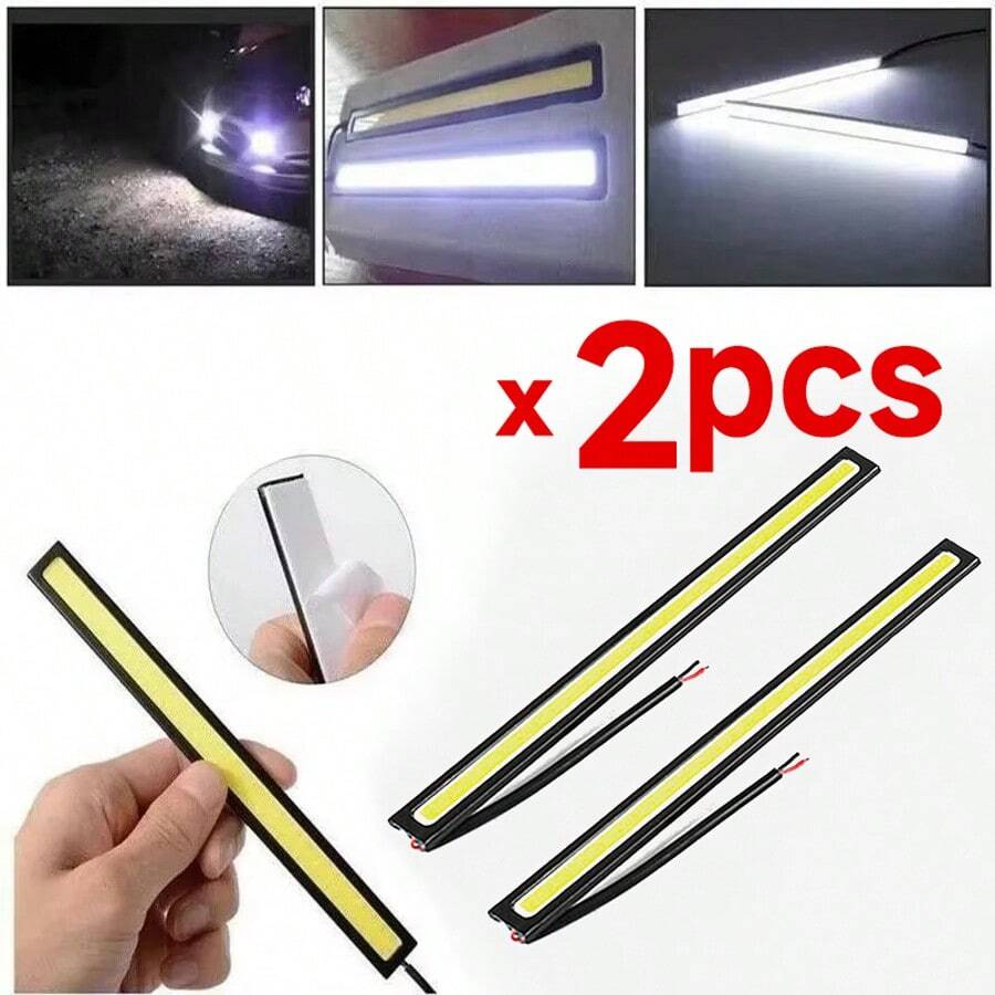 2入組17cm通用白光cob Led汽車行車燈 - 白色 - 查看 1