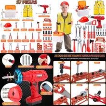 Nasjac Herramientas Juguete para Niños 57Pcs Juego de Herramientas Niños con Chaleco Taladro Electrico Casco  Caja de Herramientas Construccion para Juego de Roles Regalos de Navidad NiñoConveniente y duradero,Los favoritos de los niños - Multicolor - Ver 1