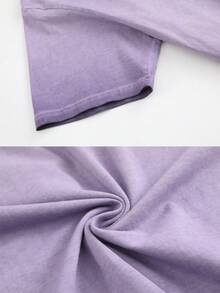 230g Thickened Gradient Lavender Washed Distressed Oversized Pure Cotton Short-Sleeve T-Shirt, Unisex Street/Hip Hop/Punk/Harajuku Style, Perfect Holiday Gift DG013 - Blåröd - Visa 10